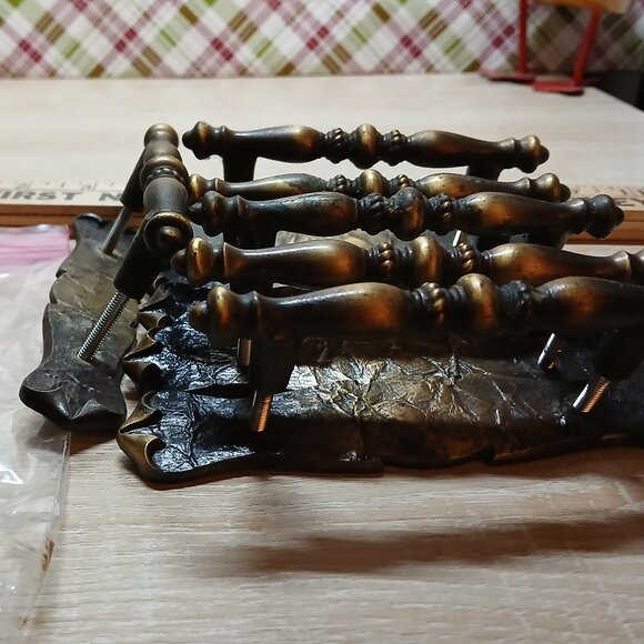 Vintage 1970s Amerock Brass Drawer Handles Pulls with Backplates 6 sets/pc #4CC - Picture 2 of 8